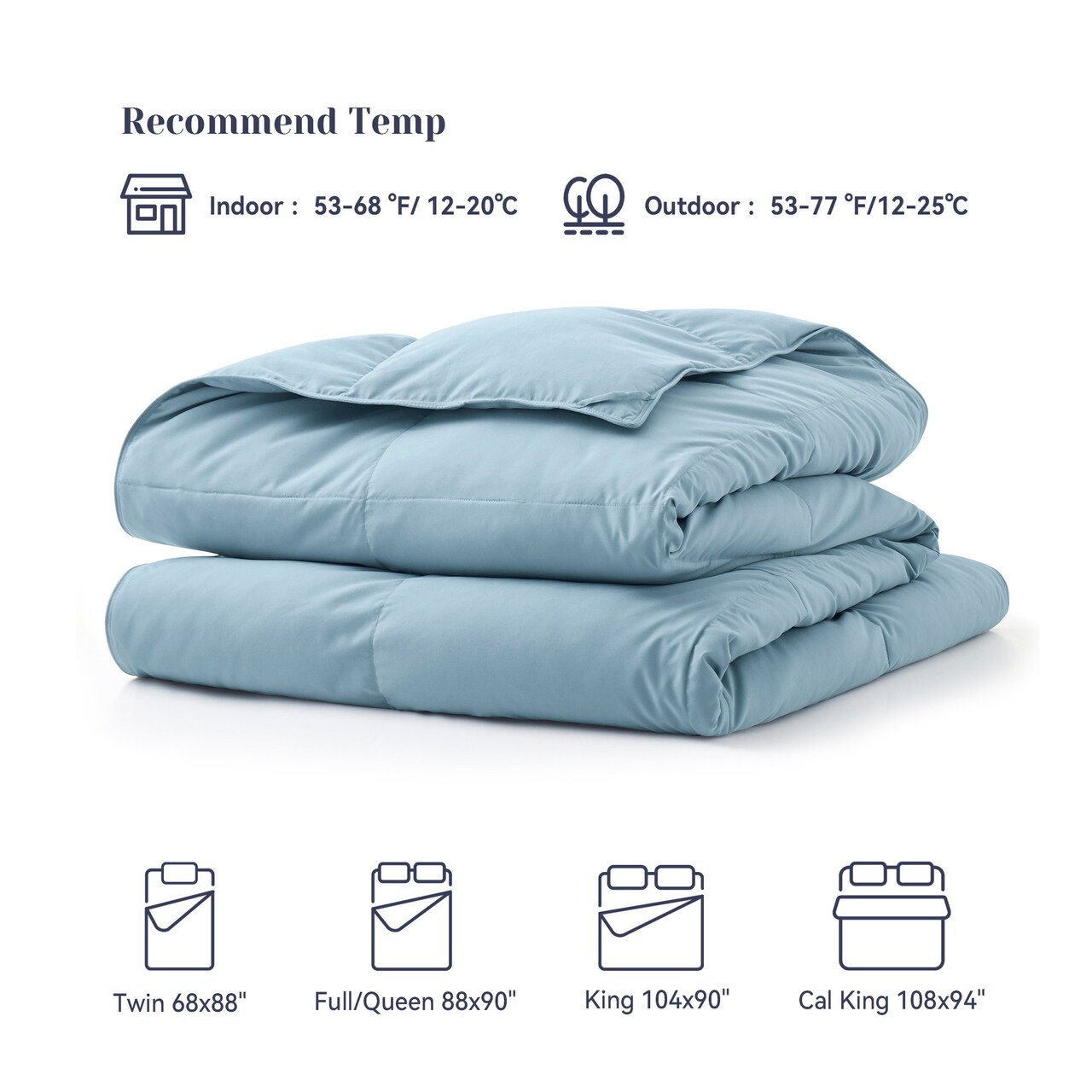 Lightweight Summer Down Blanket King Steel Blue Goose Down Fiber Comforter